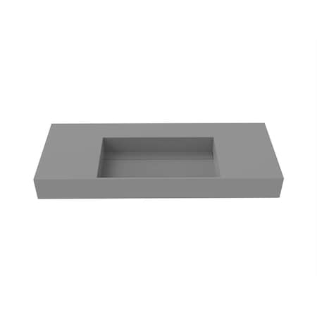 Castello Usa Juniper 48 in Solid Surface Wall-Mounted Bathroom Sink in Gray with No Faucet Hole CB-GM-2056-48-G-NH